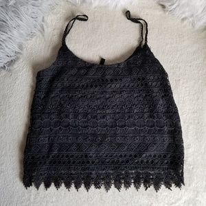 Black Divided Lace Tank